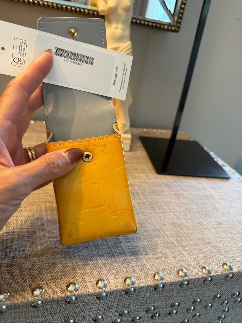 Louis Vuitton Yellow Monogram Embossed Leather Pouch